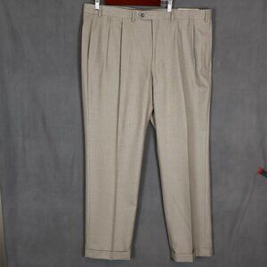 Lauren Ralph Lauren Dress Pants Mens 42x32 Tan Chino Pleated Cuffed Trousers
